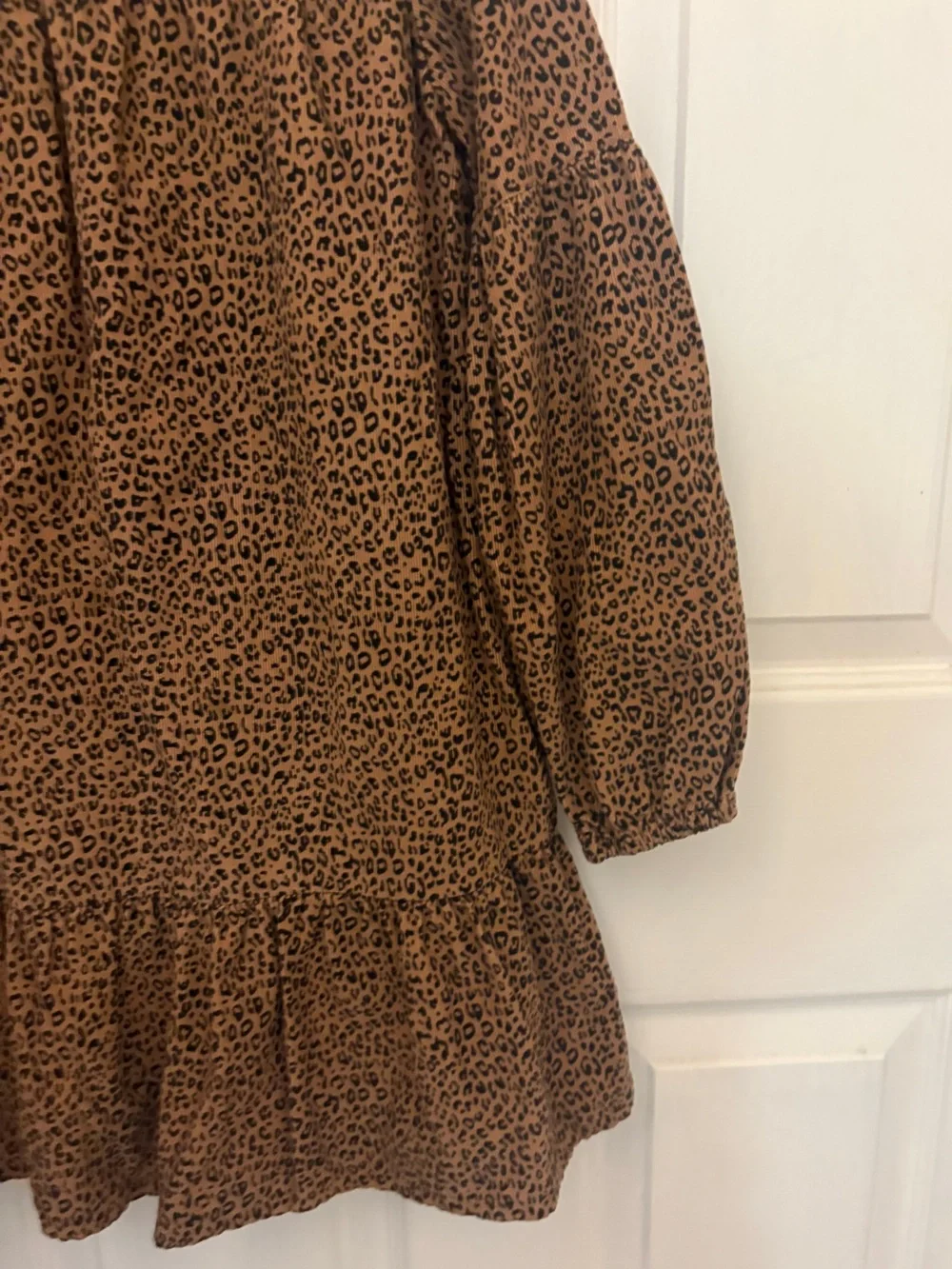 GAP Leopard Print Corduroy Long Sleeve Dress